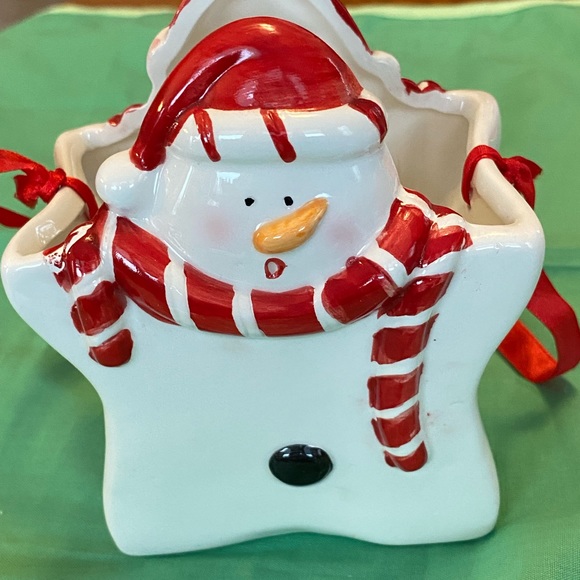NWOT snowman, ceramic snowman dip serving dish with Santa spreading knife - Picture 4 of 8